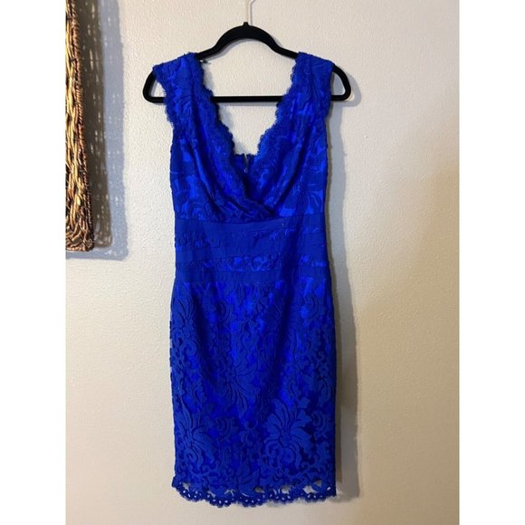 Tadashi Dress Cobalt Blue 6 Stretch Sheath Wedding Party Cruise Event Barbie - Picture 10 of 13